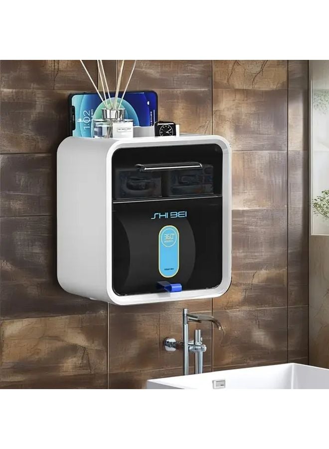 2025 White No Drill Wall Mounted Bathroom Tissue Holder Modern Toilet Paper Dispenser - Image 1